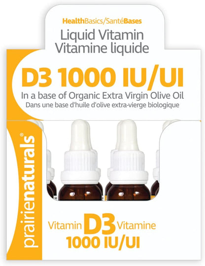 Prairie Naturals 液体维生素 D3 胆钙化醇 1,000 IU - 15ml x 12 包