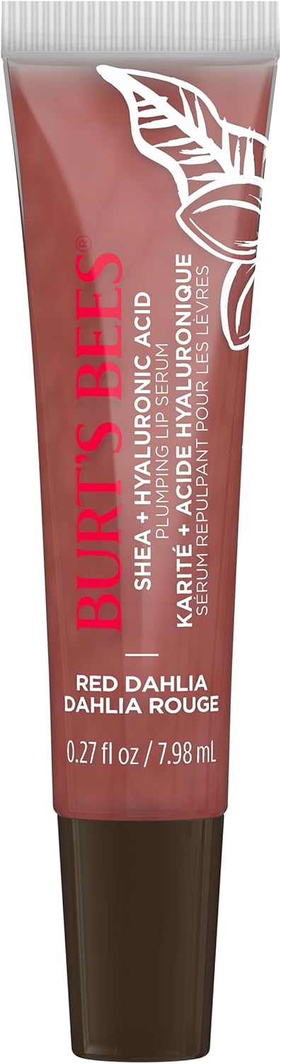 Burt's Bees 丰唇精华，蕴含 100% 天然乳木果油 + 透明质酸 | 丰唇膏，令双唇柔软亮泽 | 1 支装 - 红色大丽花