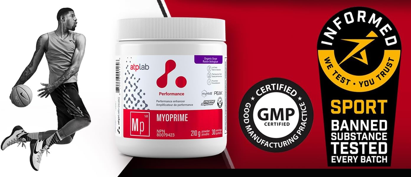 ATP LAB - Myoprime 210克（有机葡萄味）30份 - 肌酸一水合物粉 - 肌酸蛋白粉 - 性能增强剂 - 减少蛋白质分解