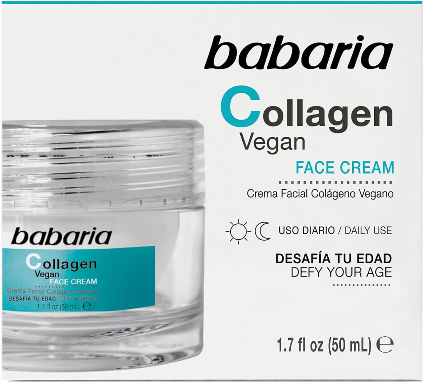 Babaria 胶原蛋白素食面霜 - 抗衰老面霜 - 保湿面霜 - 植物基面部保湿霜，焕活肌肤 - 1.7 盎司