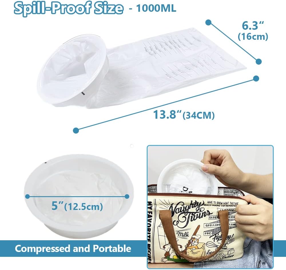 旅行嘔吐袋 - 1000ml 緊急嘔吐嘔吐袋，適用於露營暈車、孕婦、診所、汽車，一次性防臭防漏，20 件