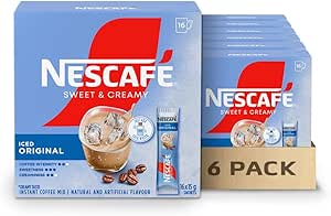 NESCAFE Sweet & Creamy Instant Iced Coffee Mix, Single-serve Sachets Containing Coffee, Coffee Whitener & Sugar, Just Add Cold Water And Ice, 100% Responsibly Sourced Coffee, Case of 6, 1.4 kg