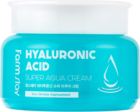 Farm Stay Farmstay Hyaluronic Acid Super Aqua Cream - Hyaluronic Acid Cream for Deep Moisture - Locks In Essential Moisture - Strengthens Skin Barrier - 80 ml