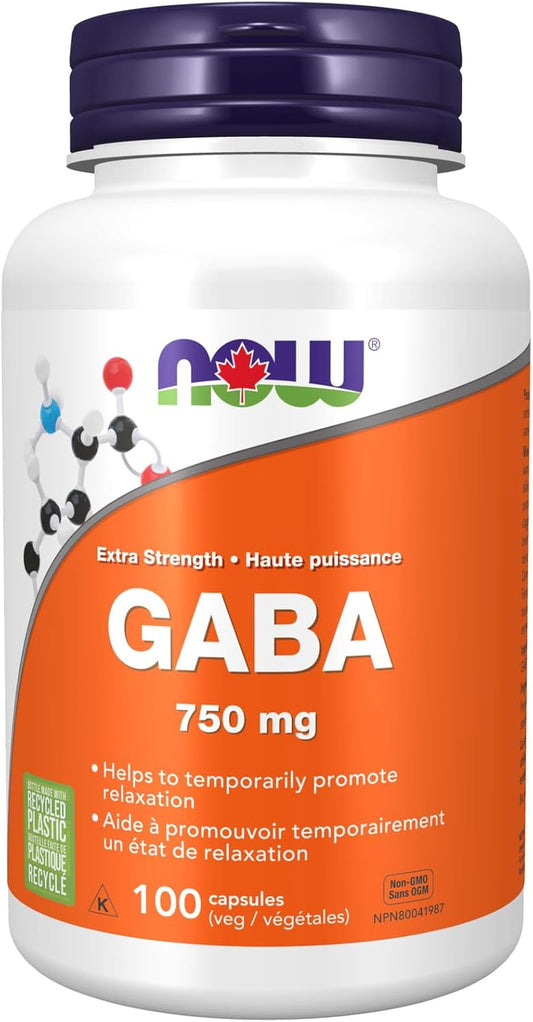NOW Supplements GABA 750毫克植物膠囊，100粒