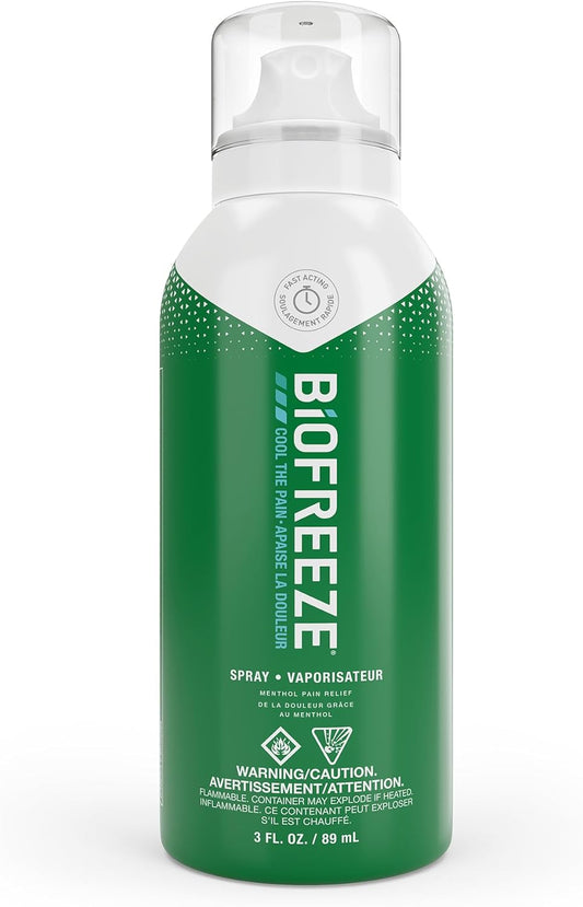 Biofreeze, Spray, Penetrating Pain Relief for Sore Muscles, Arthritis, Backaches, and Sore Joints, Fast Acting, Long Lasting, Cooling Menthol Formula, Reach Difficult Areas, 89mL