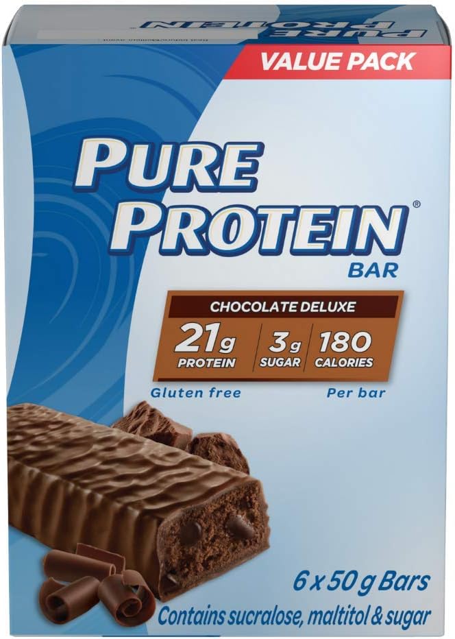 Pure Protein Bars - Nutritious, Gluten Free Whey Protein Bars (Chocolate Deluxe + Lemon Cake)