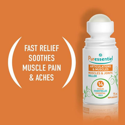 PURESSENTIEL - 肌肉和关节滚珠，含 14 种精油 - 暂时缓解肌肉和关节疼痛 - 经临床验证 - 非常适合运动员和关节炎患者 - 75 毫升