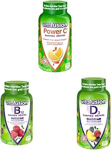 Vitafusion Power C 成人維生素軟糖，抗氧化劑1 & Vitafusion B12 成人維生素軟糖，1000 微克維生素 B12 & Vitafusion D3 成人維生素軟糖，1000 國際單位維生素 D3