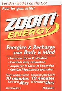 Nu-Life Zoom，10 分鐘內見效，能量持續長達 4 小時 | 無糖能量飲料，30 粒膠囊