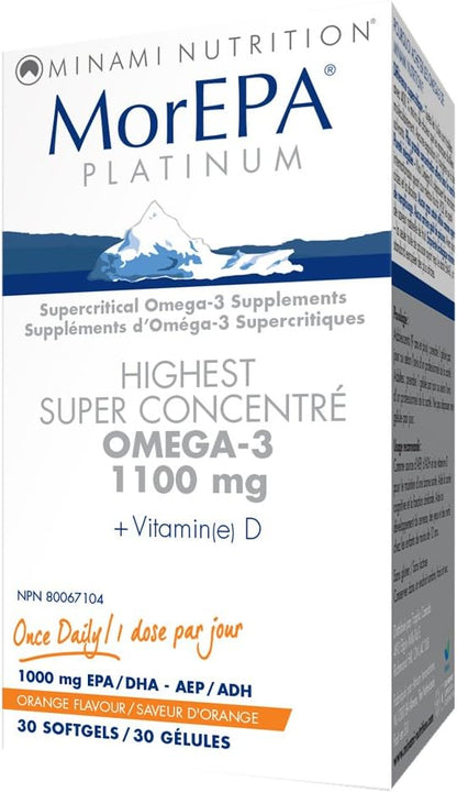 Minami MorEpa Platinum Omega-3 1100mg Softgels, 30 Count, Orange