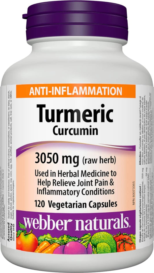 Webber Naturals 姜黄素，3,050 毫克生草本，120 粒胶囊，抗氧化支持和维生素 D3 2500 IU 强效，180 粒软胶囊，有益于骨骼和牙齿健康