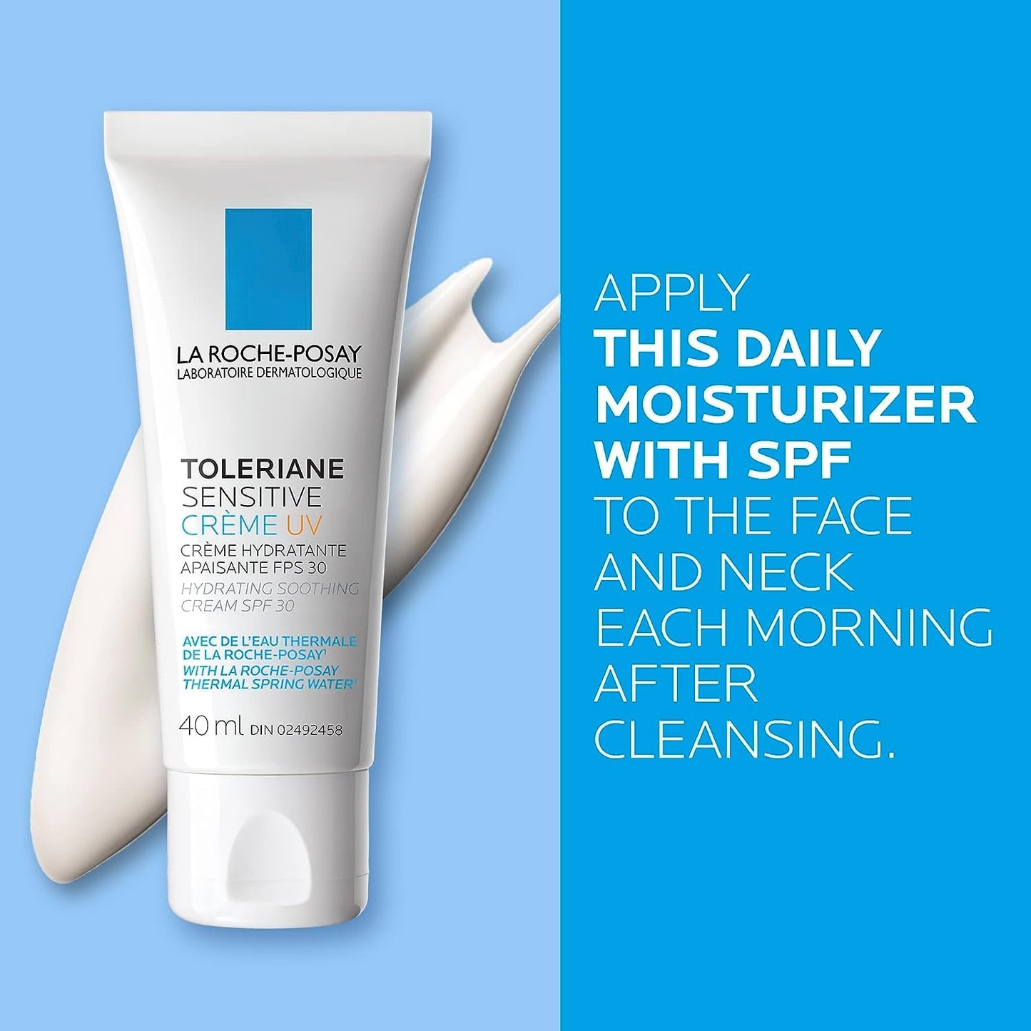 La Roche-Posay Face Moisturizer, Toleriane Sensitive Face Cream with Niacinamide and Ceramides, for Normal to Combination Skin Sensitive Skin, Alcohol Free, Fragrance Free, 40mL (Packaging May Vary)