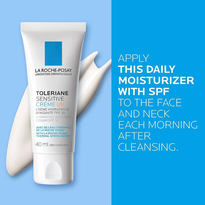 La Roche-Posay Face Moisturizer, Toleriane Sensitive Face Cream with Niacinamide and Ceramides, for Normal to Combination Skin Sensitive Skin, Alcohol Free, Fragrance Free, 40mL (Packaging May Vary)
