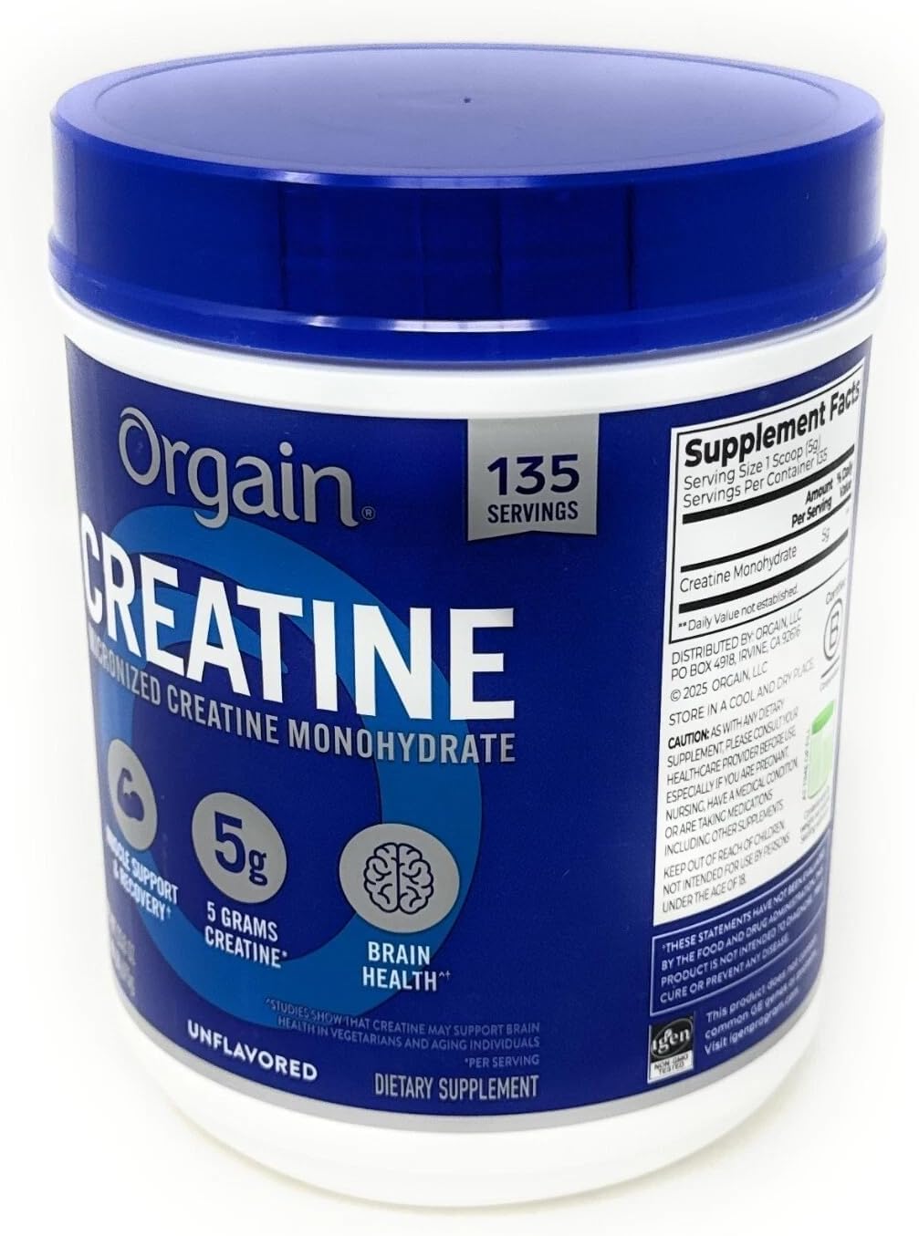 Orgain 5g Micronized Creatine Monohydrate, Unflavored, 1.48lbs