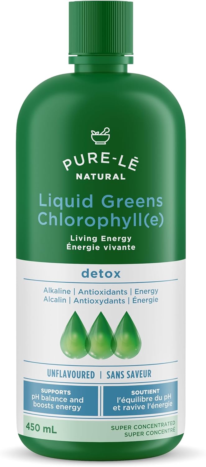 Pure-lē Natural Chlorophyll Liquid Greens | Organic (COR Certified), Gluten-Free, Vegan | Unflavored (450 mL) – Natural Body Deodorant, Alkalizing & Antioxidant Support