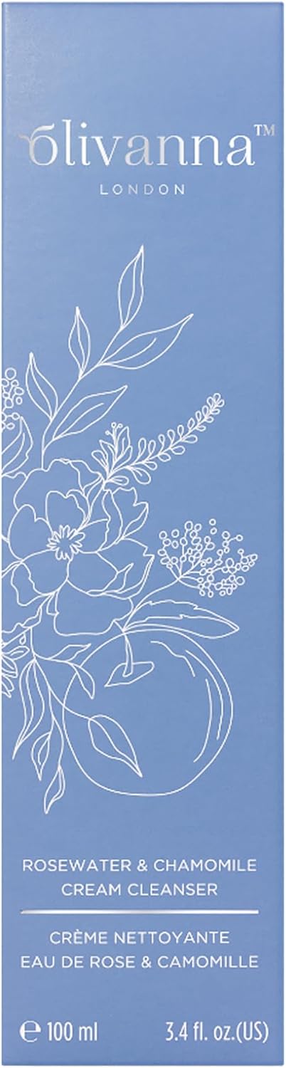 Olivanna Rosewater and Chamomile Cream Cleanser - Omega Rich Face Wash - Gentle and Hydrating without Stripping Essential Oils - 100 ml