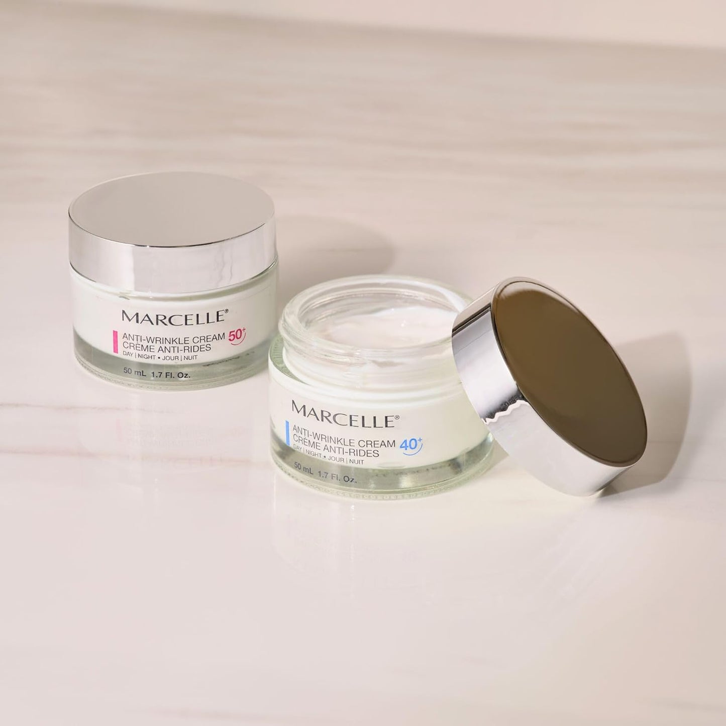 Marcelle Anti-Wrinkle Cream 50+, Day & Night, Anti-Aging Cream & Moisture Cream with Hyaluronic Acid, Vegan, Cruelty-Free
