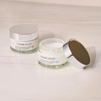 Marcelle Anti-Wrinkle Cream 50+, Day & Night, Anti-Aging Cream & Moisture Cream with Hyaluronic Acid, Vegan, Cruelty-Free