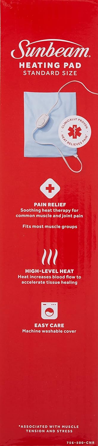 Sunbeam 加熱墊帶關節炎控制器 - 頸部和肩部電加熱墊，用於緩解有針對性的疼痛，3 種加熱設置，可機洗，12 x 15 英寸