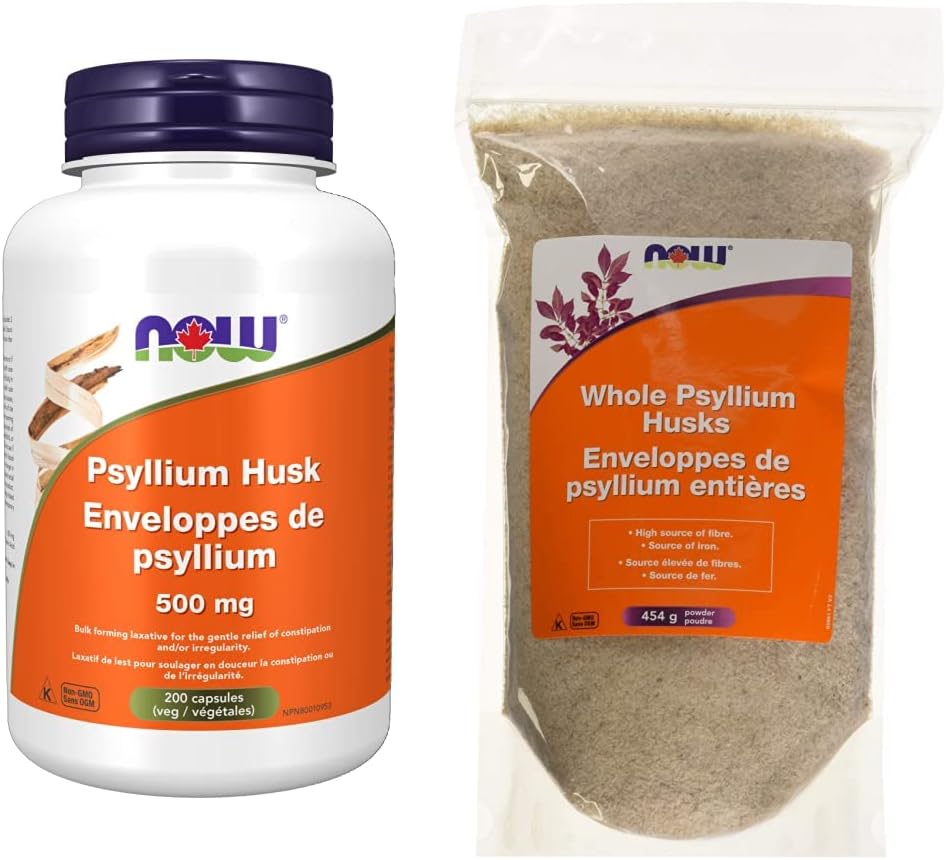 NOW 洋車前子殼膠囊，500 毫克，200 粒，洋車前子殼，454 克