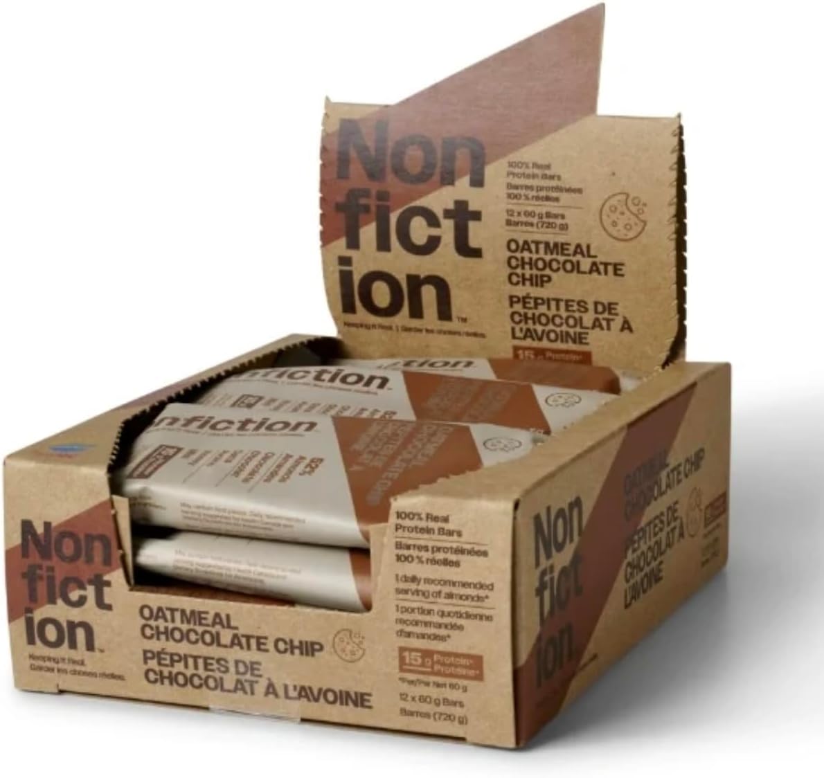 Nonfiction 蛋白棒燕麦巧克力片 12x60g（12 包）