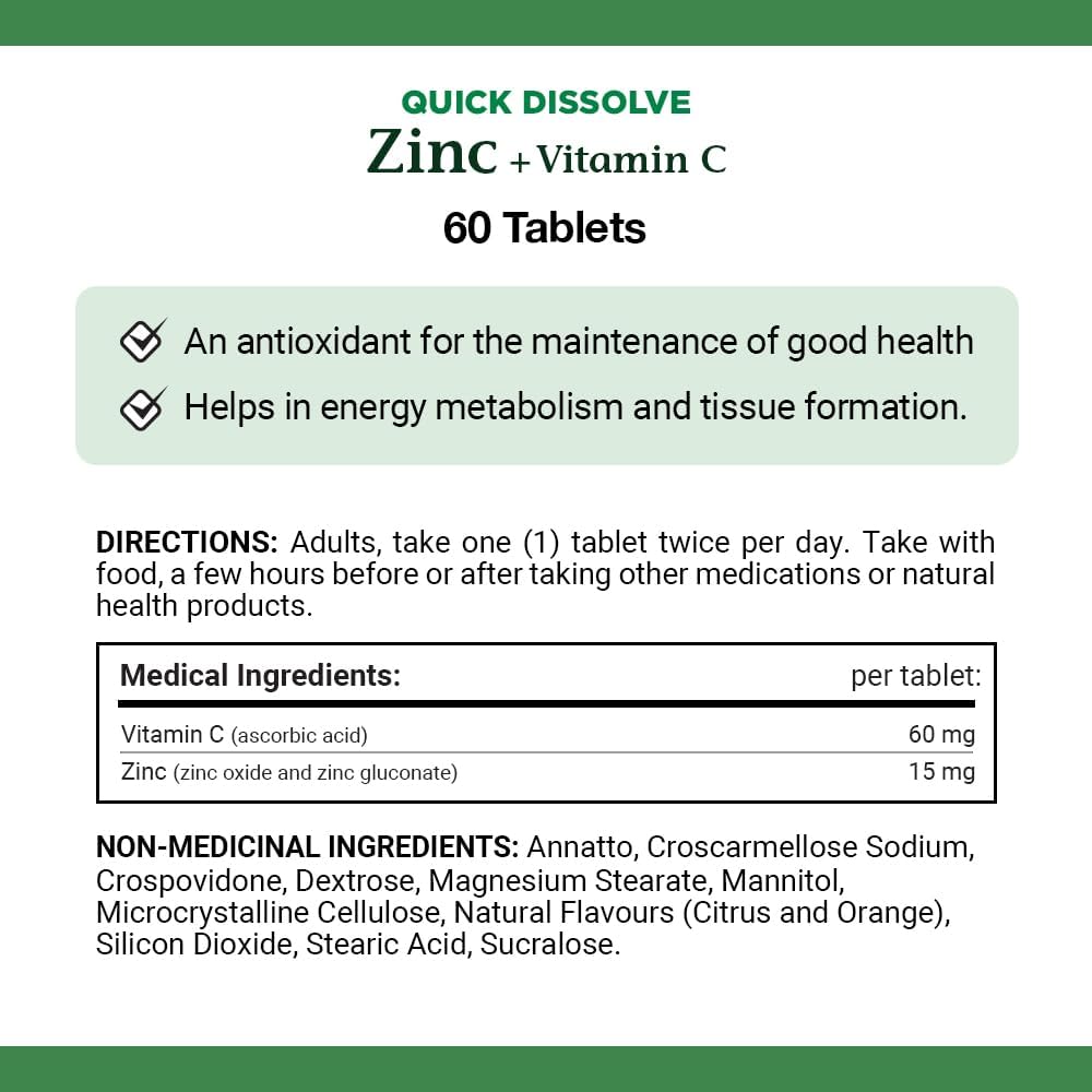 Nature's Bounty 維生素 C + 鋅，彩色，60 片即溶片