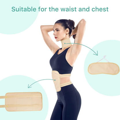 2 Pack Castor Oil Pack Wrap, Reusable Organic Castor Oil Pack Kit for Waist and Thyroid Neck, Castor Oil Packs for Liver Detox with Adjustable Elastic Strap Bamboo Cotton Machine Washable Anti Oil Leak (Premium Khaki Set)