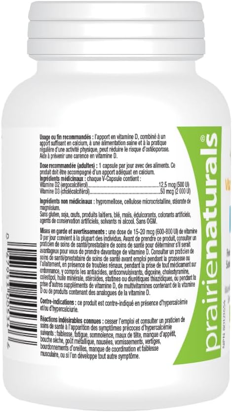 Prairie Naturals 素食维生素 D 2,500 IU，来自地衣和蘑菇 - 90 粒素食胶囊