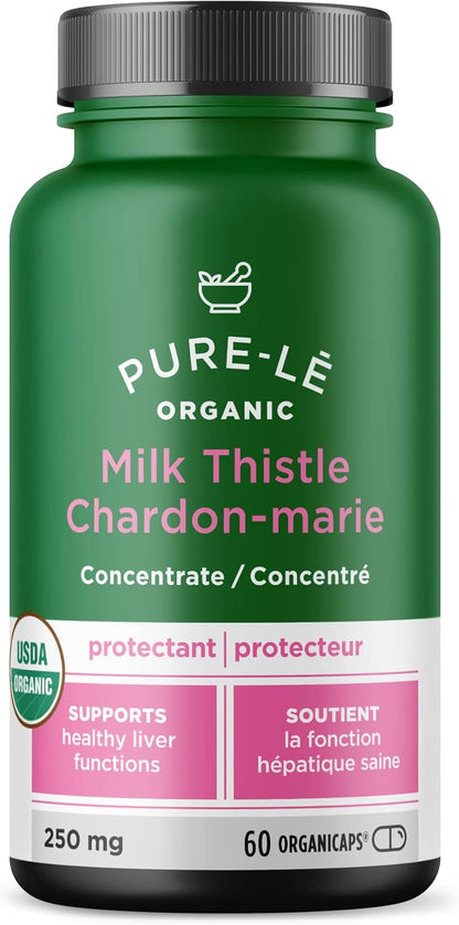 美國農業部有機奶薊草，4500毫克30倍濃縮液 - 強效配方。 60粒有機認證膠囊，強效護肝，清潔肝臟。非基因改造。易於吞嚥的膠囊！ - 加拿大製造