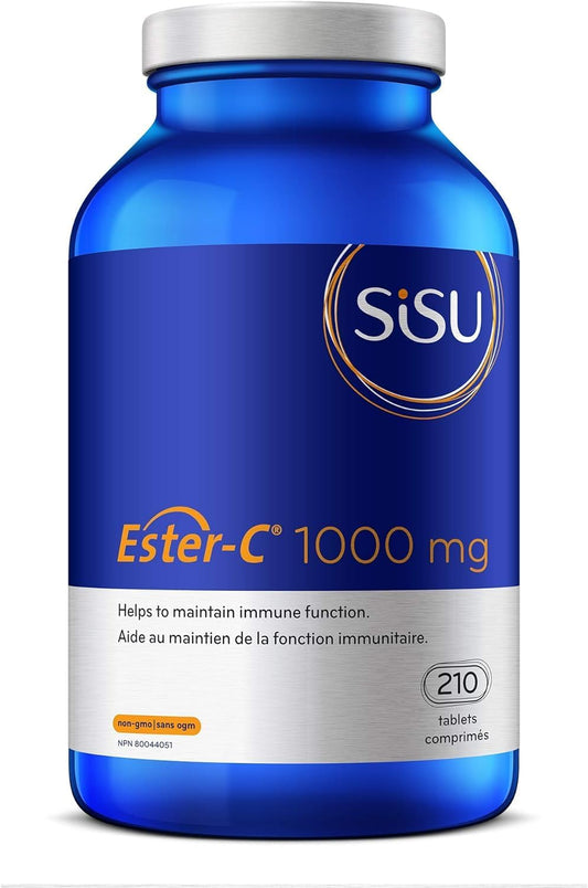 Sisu Ester-C 1000mg 片剂，24 小时免疫支持，酸性较低，比其他形式的维生素 C 更易吸收和保留，210 T，纯素，非转基因，无麸质，无乳制品，无大豆