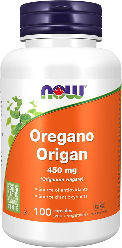 NOW Supplements, 牛至（Origanum vulgare）450 毫克，自由基清除剂*，100 粒素食胶囊