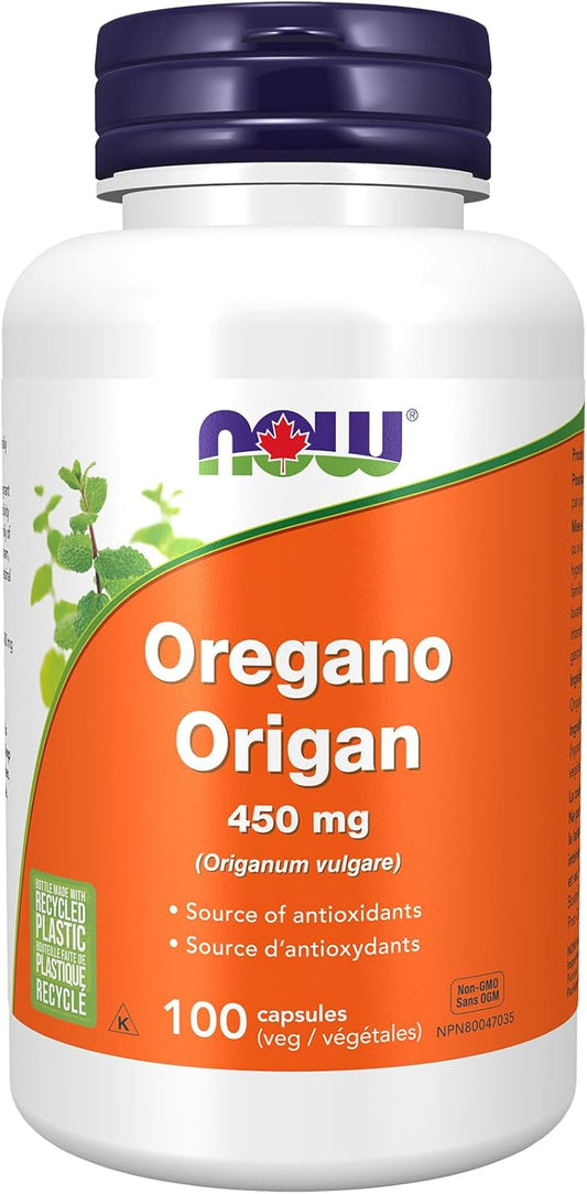 NOW Supplements, 牛至（Origanum vulgare）450 毫克，自由基清除剂*，100 粒素食胶囊