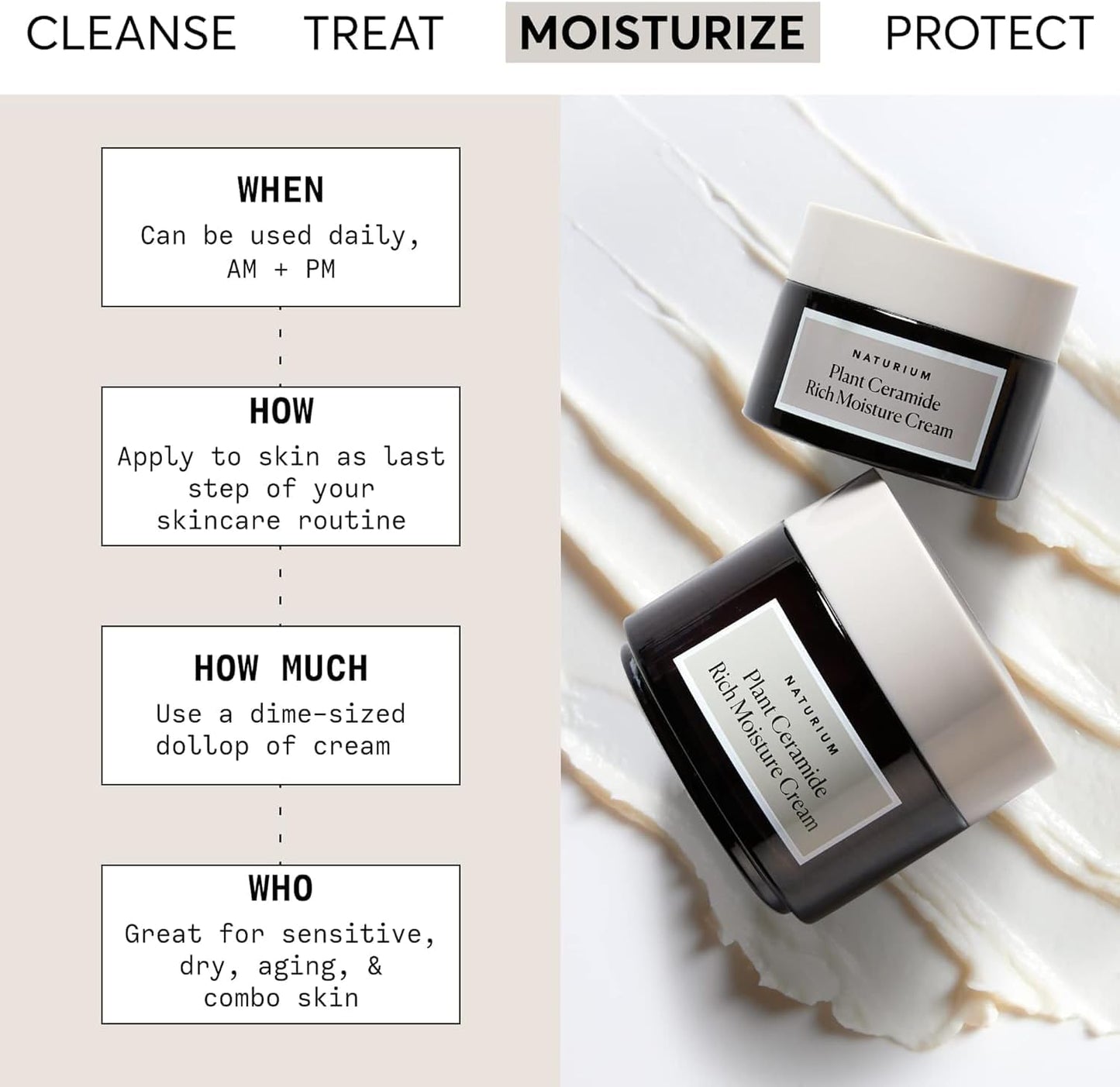 Naturium Plant Ceramide Rich Moisture Cream | Face Moisturizer for Dry Skin, Hydrating & Firming | 1.7 OZ / 50 g