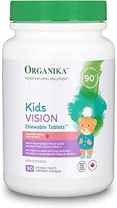 Organika 兒童視力咀嚼片草莓味 - 維生素 A、β-胡蘿蔔素，支持功能和發育 - 90 片