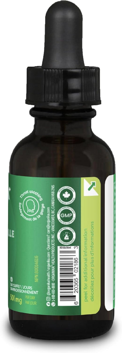 Organika 蜂胶液 - 天然免疫支持、缓解咽喉痛、抗氧化、无酒精 - 30 毫升