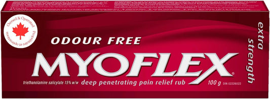 Myoflex 止痛膏 | 无味 | 深层缓解肌肉酸痛和关节痛 | 不含薄荷醇 | 无污渍 | 不油腻 | 适合 2 岁以上 | 100 克（强效）