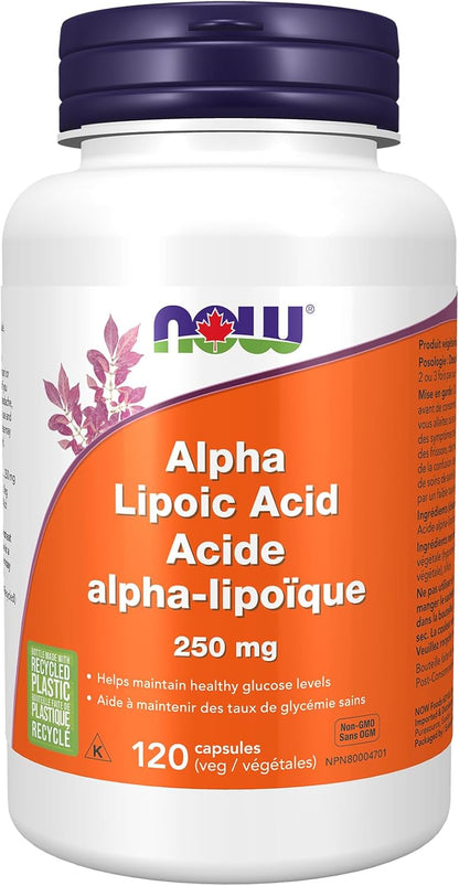 NOW Supplements, α-硫辛酸 250 毫克，支持穀胱甘肽生成，自由基清除劑，120 粒素食膠囊
