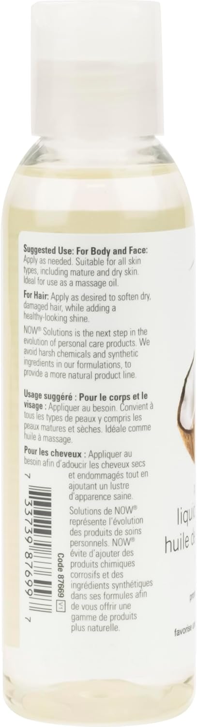 NOW Solutions, Liquid Coconut Oil, Light and Nourishing, Promotes Healthy-Looking Skin and Hair, 118mL