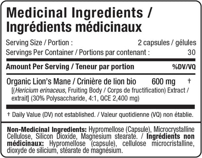ALLMAX Nutrition - 狮鬃菇提取物 600 毫克 - 高级益智药，增强锻炼效果 - 60 粒