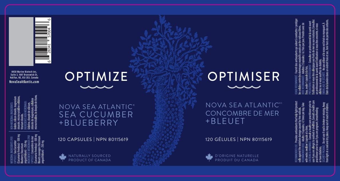 Premium Sea Cucumber + Canadian Blueberry Supplements by Nova Sea Atlantic | Helps with Impaired Vision, Eye Strain & Vision Loss | Immune Support and Anti-Aging Supplement | Blueberry Powder for Dry Eyes Protection | Na…