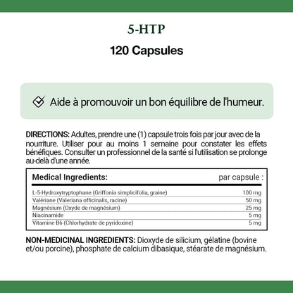 自然之寶 5-HTP 100 毫克 Plus，有助於促進健康情緒平衡，含 L-5 羥色氨酸、纈草、鎂、煙酰胺和維生素 B6，51.8 克