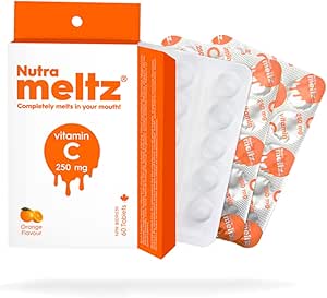 Nutrameltz 維生素C 250毫克 | 促進骨骼健康並維持免疫系統 | 60片即溶片
