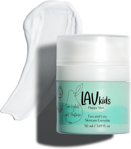 Lav Kids Super Hydrate Light Face Moisturise with Aloe vera, Sweet Almond Oil and Shea Butter 50ml, Gentle Kids and Baby Moisturiser Cream, Dermatologically Tested Face Cream for All Skin