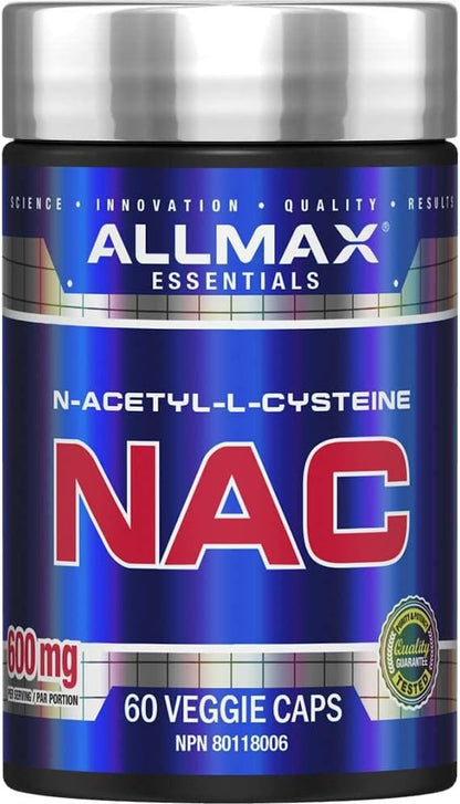 Allmax Nutrition, NAC补充剂（N-乙酰半胱氨酸）600毫克，60粒素食胶囊