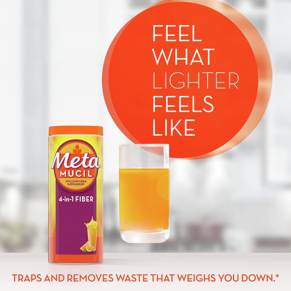 Metamucil, 高級混合，每日洋車前子殼粉補充劑，無糖，含甜菊糖和每日洋車前子殼粉補充劑包，無糖，四合一纖維