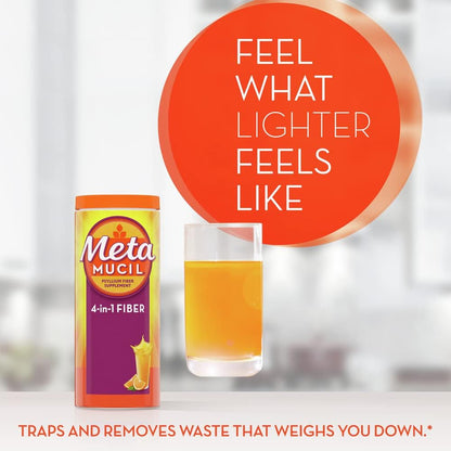 Metamucil, 高級混合，每日洋車前子殼粉補充劑，無糖，含甜菊糖和每日洋車前子殼粉補充劑包，無糖，四合一纖維