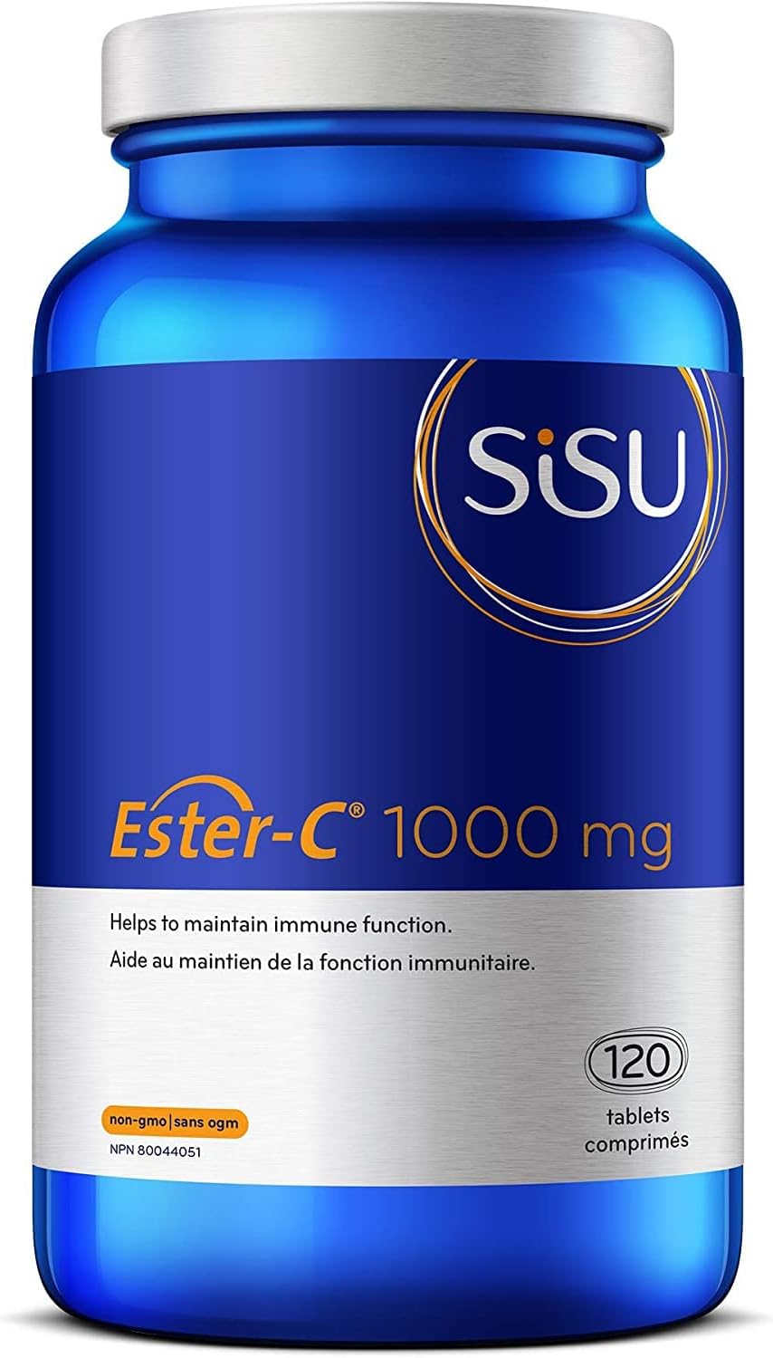 Sisu Ester-C 1000mg 片劑，24 小時免疫支持，酸性較低，比其他形式的維生素 C 更易吸收和保留，120 片，純素，非轉基因，無麩質，無乳製品，無大豆