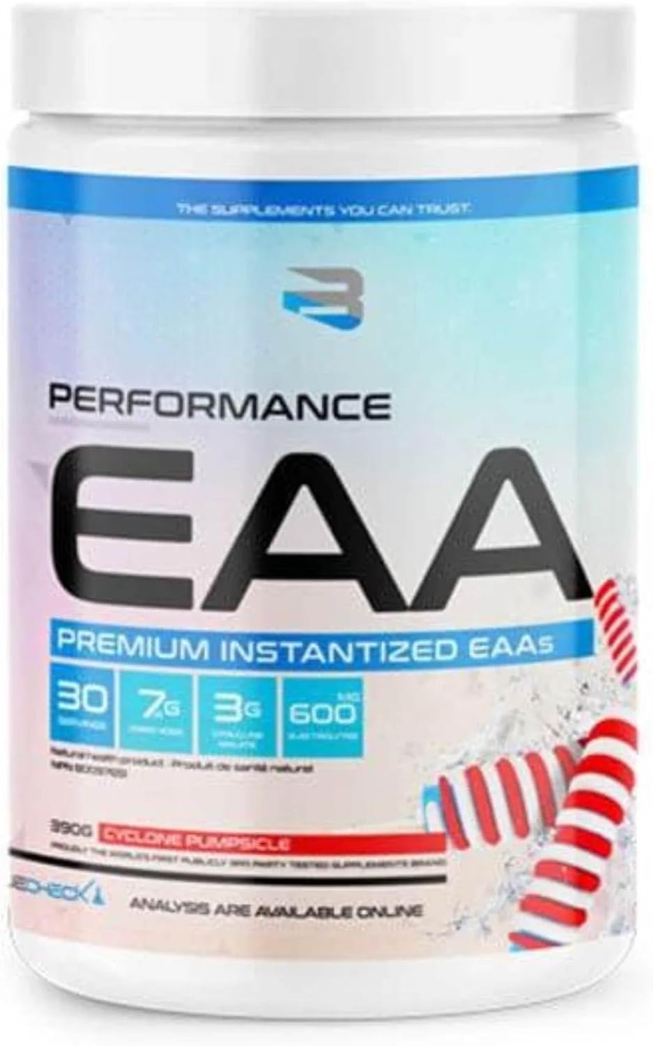 Believe Supplements 高性能 EAA - 必需氨基酸配方 | 促进肌肉恢复、性能和补水 | 无糖美味口味可选！（30 份，Cyclone Pumpsicle）