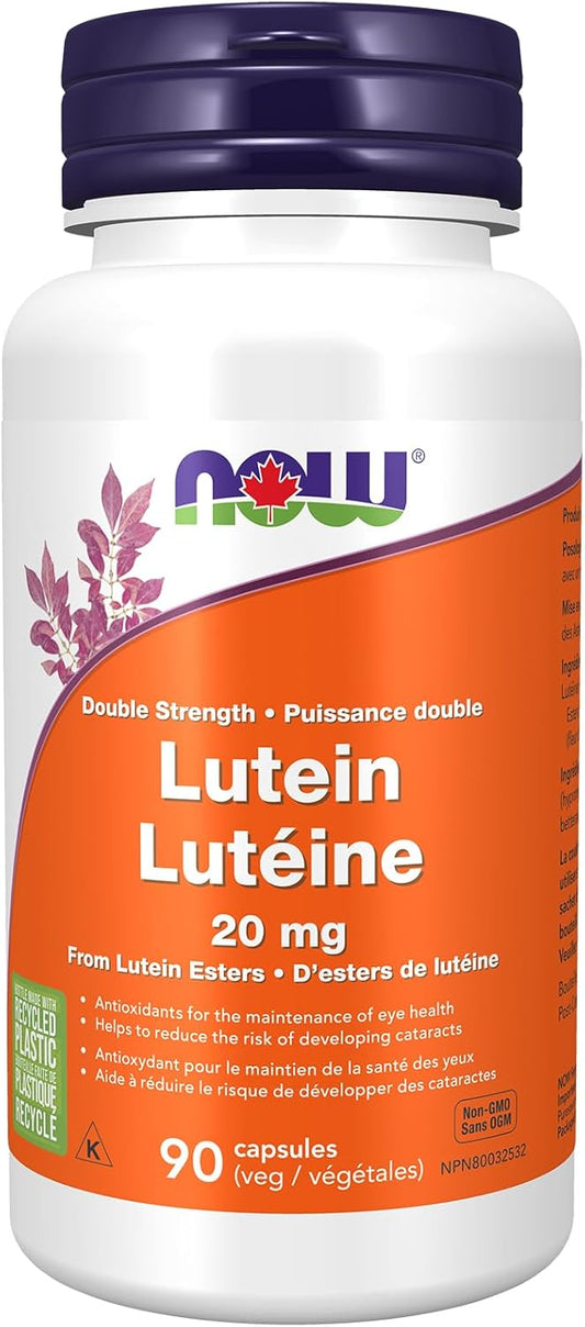 NOW Supplements, Lutein 20 mg (from Lutein Esters), 90 Veg Capsules