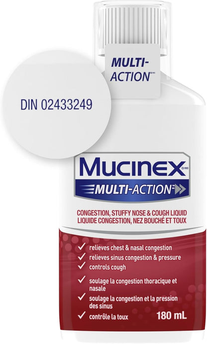 MUCINEX® MULTI-ACTION™ 鼻塞、鼻塞和咳嗽液体，180 毫升